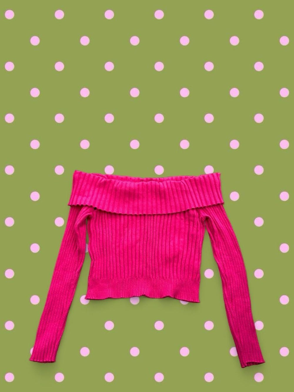 Madden Girl Hot Pink Off-the-Shoulder Ribbed Knit Sweater